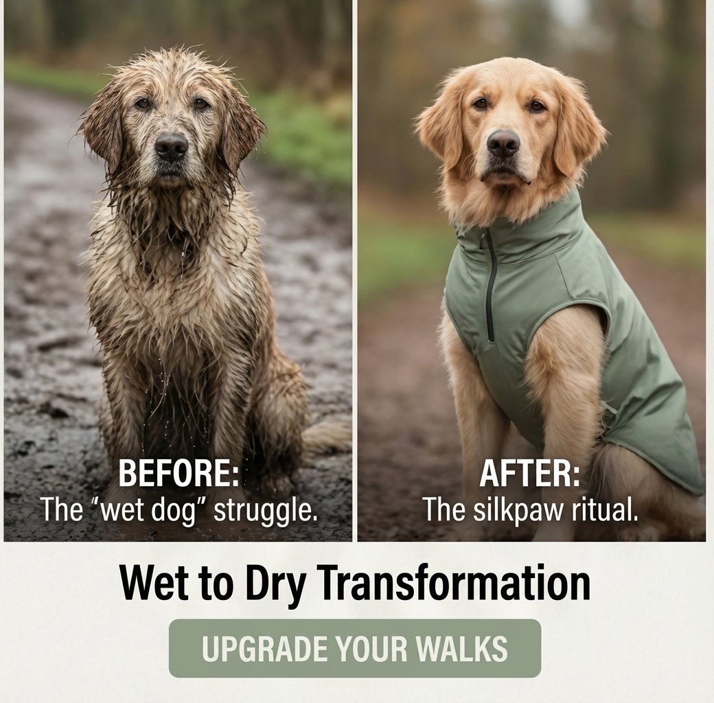 Before and After: Wet dog struggle to silkpaw ritual transformation
